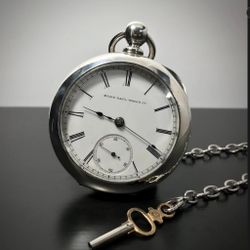 Immaculate Vintage 1887 Elgin 11j 18s Model 1 Key wind Pocket Watch Serviced Coin Silver Case