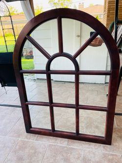 Stunning Vintage Arched Window Mirror – Heavy Solid Wood Frame, Elegant Classic Style 46” x 35”