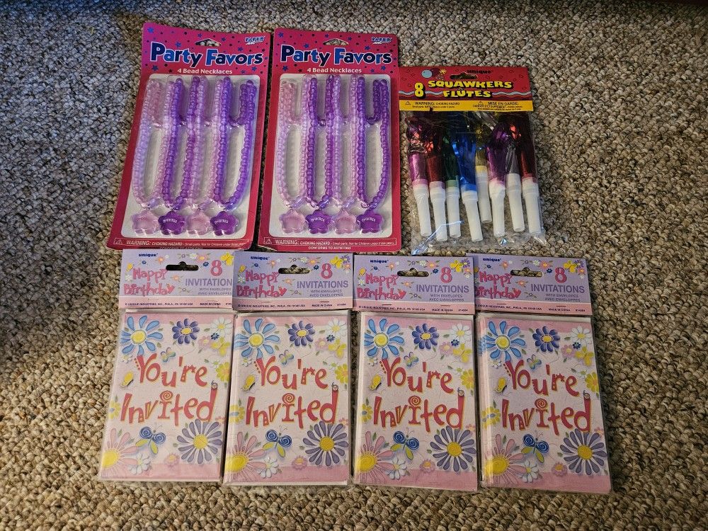 Birthday Party Favors And Invitations