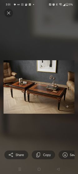 Vintage Italian Burl Wood & Marquetry Table Set – Coffee Table & Matching Side Table