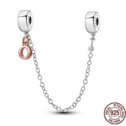 Silver O Dangle Safety Charm For Pandora Bracelet And Cuff 