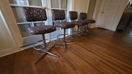 Vintage Chrome Fabric Stool