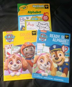 Paw Patrol & Crayola Preschool Workbook Lot – Alphabet, Colors & Shapes + New