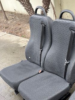 Grey Patterned Ford Van Seat with Seatbelt