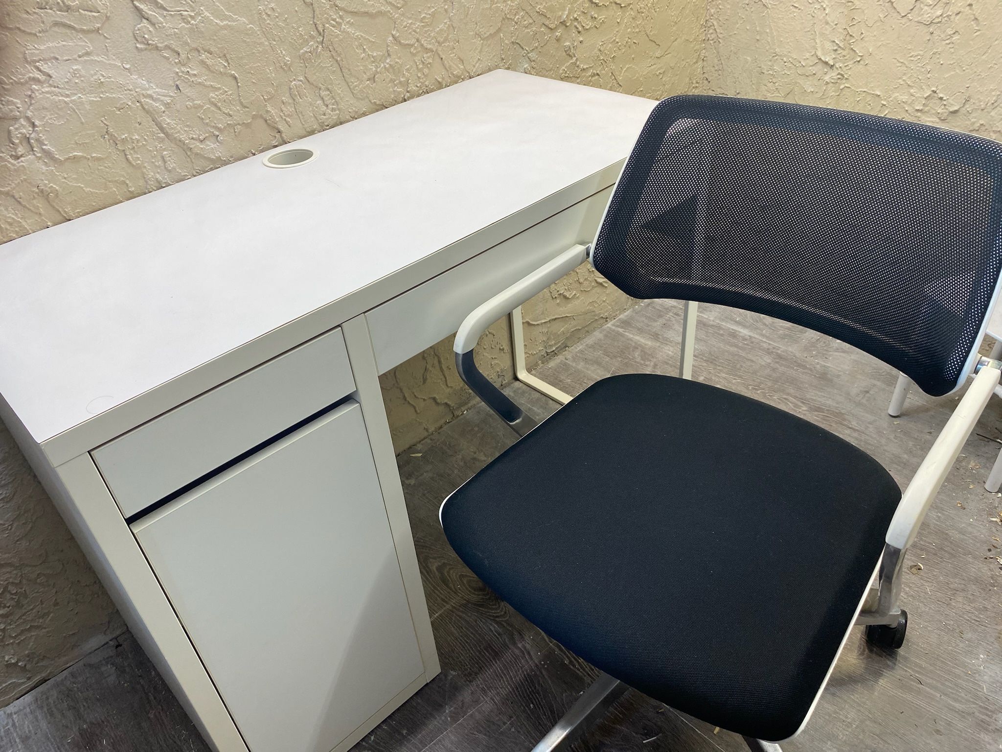 White Desk With Storage & Rolling Office Chair - Delivery Available for a Fee - See My Other Items