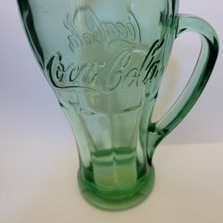 Brand New Vintage Green Heavy Coca Cola Glass With Handle