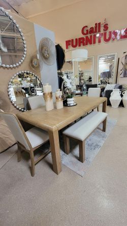 6 pc Modern Dining Table Set Bench Included!
