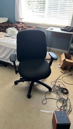 Black Fabric Office Chair with Armrests