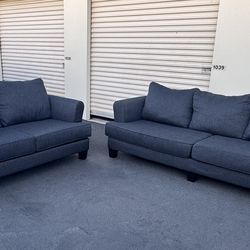 Navy Blue Couch and Loveseat (WILL DELIVER)