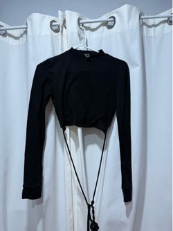 Black cropped long sleeve with waist ties size small