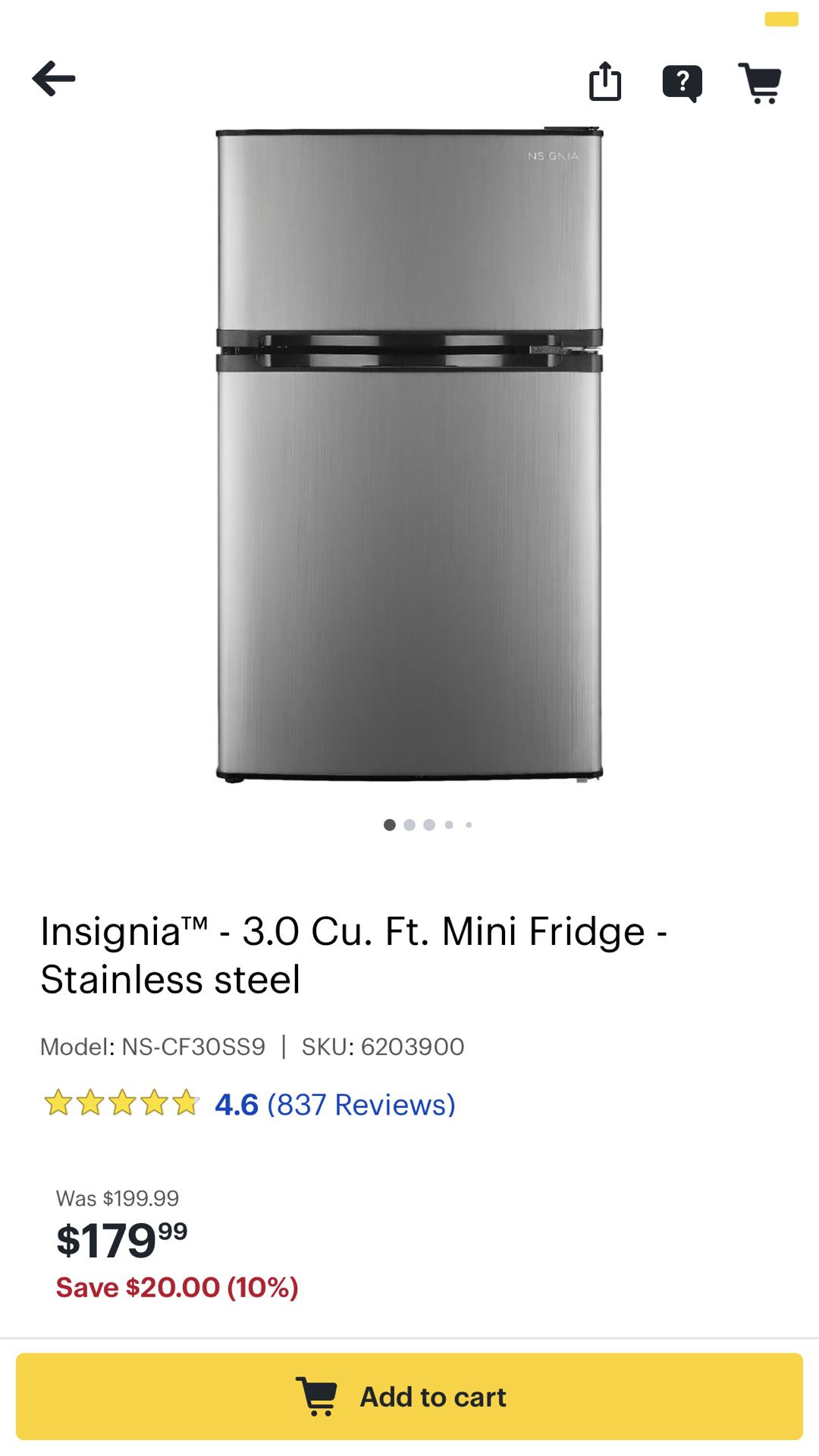 Insignia Mini Fridge w/Freezer (Used)