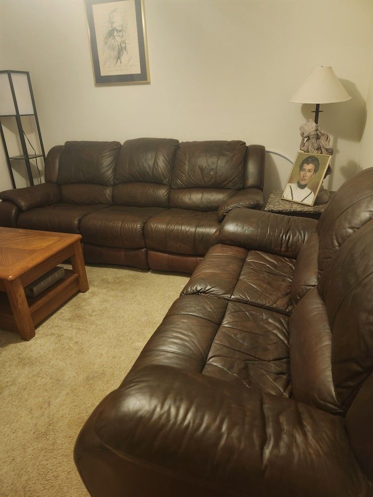 Leather  Couch, Loveseat And Recliner