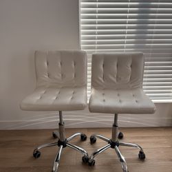 Pair of White Faux Leather Chairs