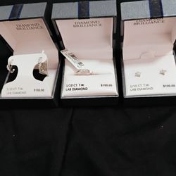 Brand New Diamond Earrings And Ring 