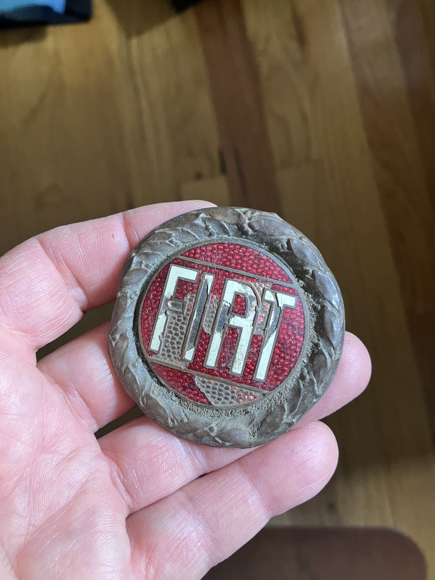 VINTAGE ENAMEL AUTOMOBILE RADIATOR CAR EMBLEM / BADGE # FIAT TORINO ITALY