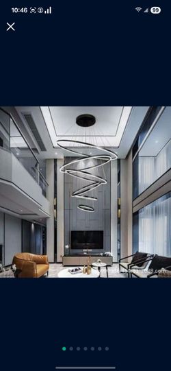 LED Chandelier,6 Rings Black Pendant Light multiple shapes, Ceiling Light Fixt