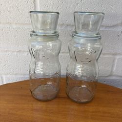 Vintage Pair of Planters Peanuts glass apothecary jars