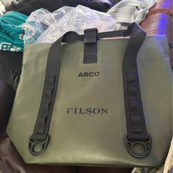Filson dry bag outdoors
