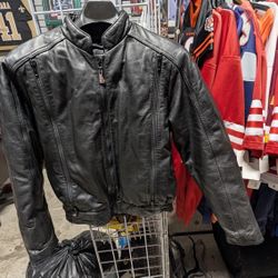 Vintage Chevignon Genuine Leather Bomber Jacket Black Mens Size 34W Collectible
