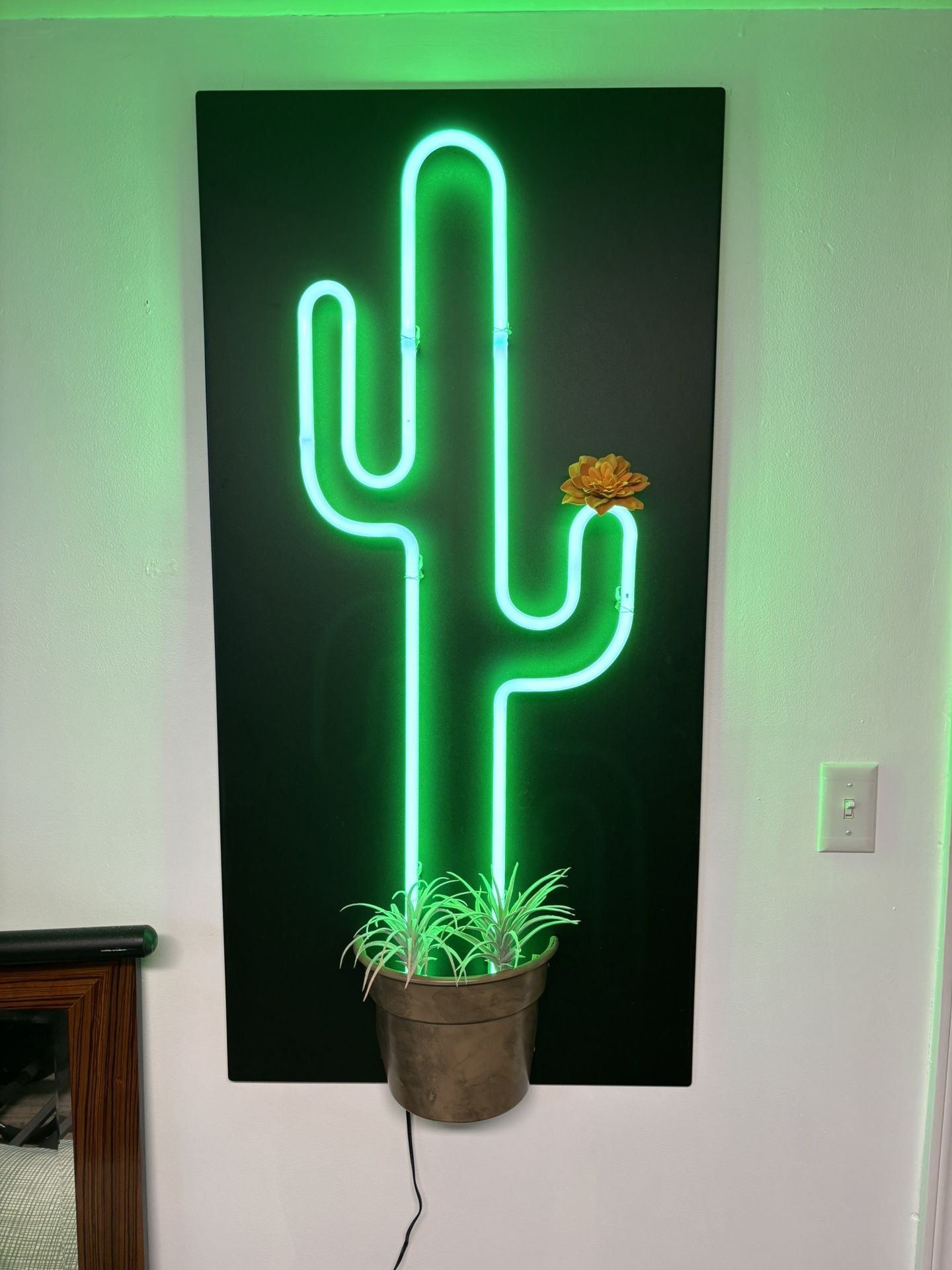 Vintage Real Neon cactus Art Work