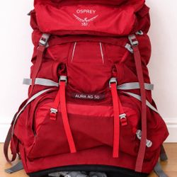 Osprey Aura AG 50 Women’s Backpacking Pack – 50L (Red)