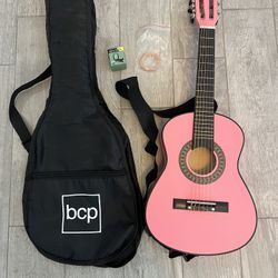 Best Choice Products 30in Kids Acoustic Guitar Beginner Starter Kit with Strap, Case, Strings - Pink