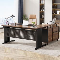 Ottovile 63'' W Executive Desk with File Cabinet for Home Office