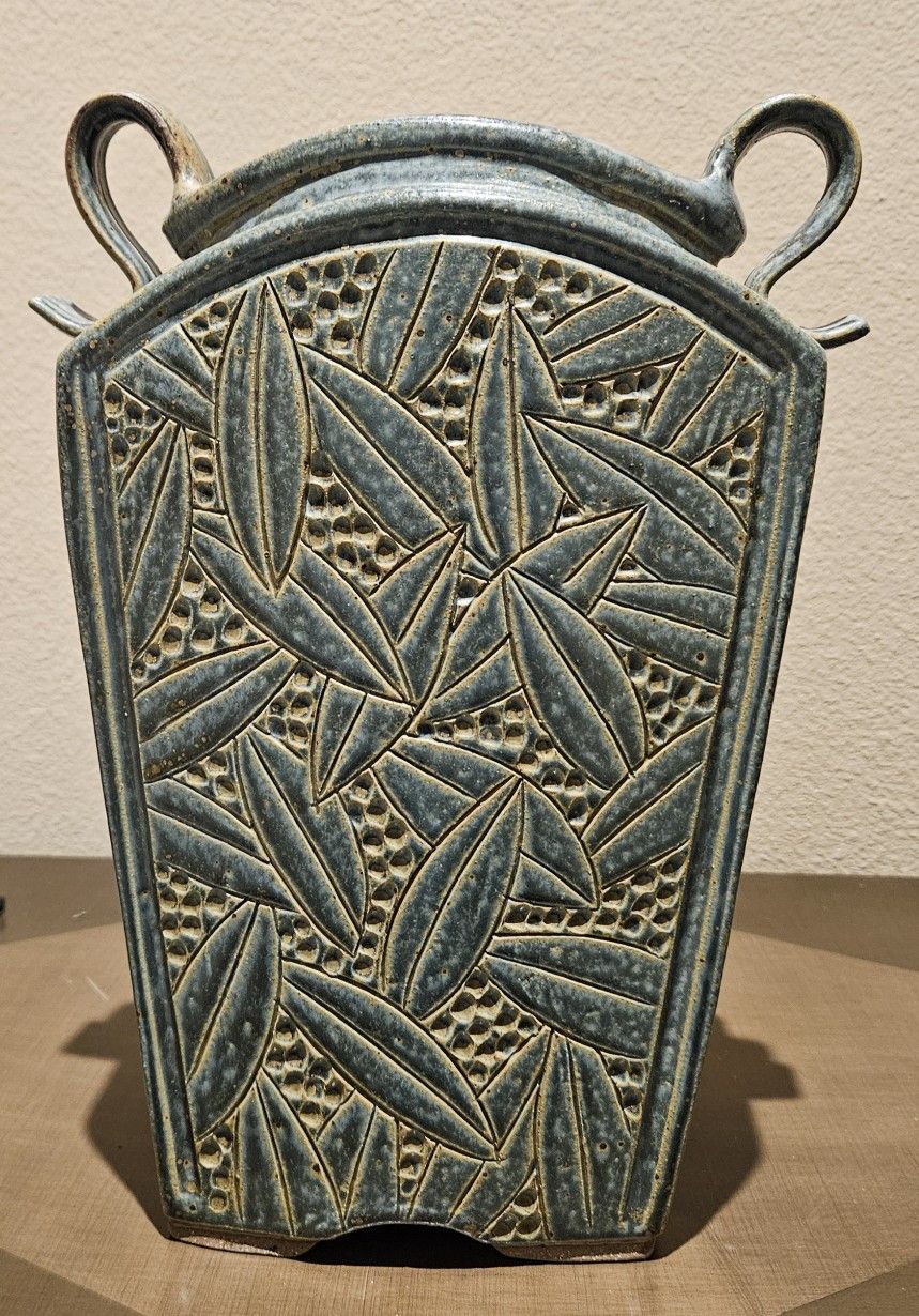 Green Stoneware Art Deco Style Vase