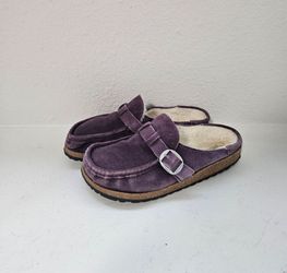 Birkenstock Buckley Shearling Purple Suede Clogs Mules Size EU 39 US L8