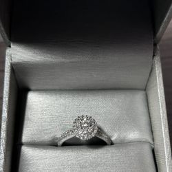 Brand New ZALES sz7 1/2 ct diamond 10k white gold engagement ring 