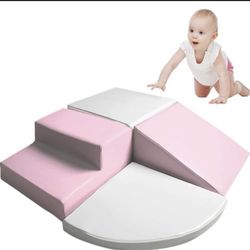  Tiny Climb and Crawl Soft Foam Play Set, Indoor Room Preschool Corner Baby Stage Slide Activity Play Structure, Motor Skills Early Develo