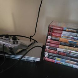 (Read Description) Sony PlayStation 2 Slim PS2 Console W/ Cables & Official Controller Tested And Games