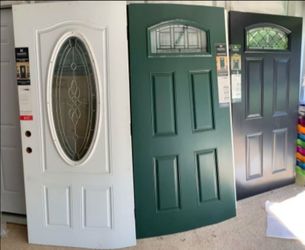 Exterior Entry Doors with Glass Inserts – Set of 3