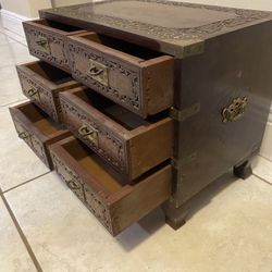 Antique Anglo Indian Brass Chest- 16”Lx10”Wx13”H