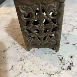 Antique Cast Iron Coin Bank Early 1900s Filigree No Key