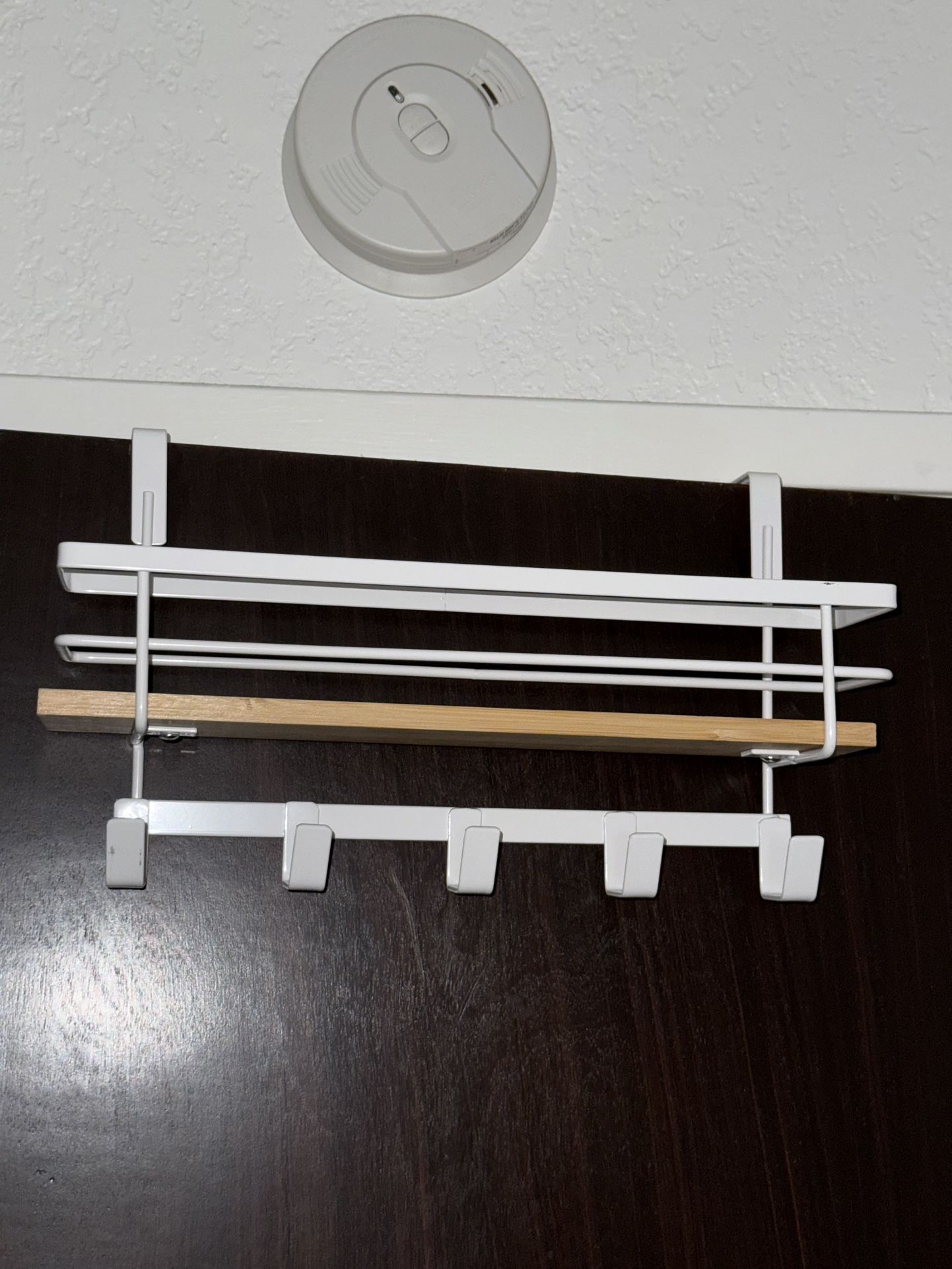 White Shelf Rack With Hooks