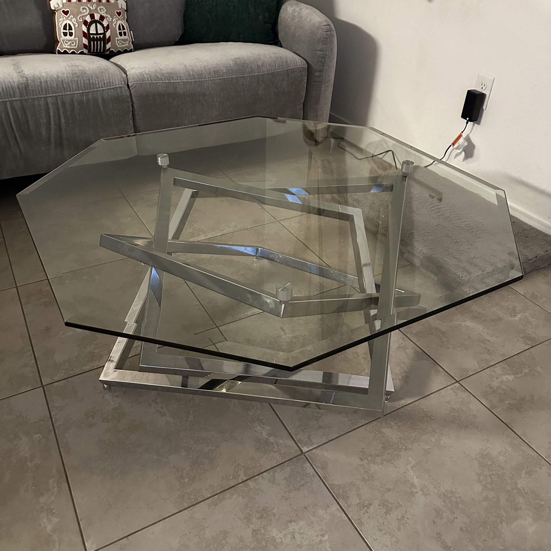 Square Chrome Octagonal Coffee Table