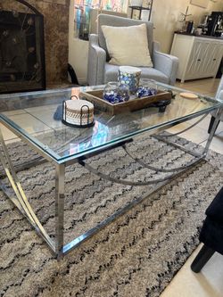 Glass Top Coffee Table with Chrome Frame