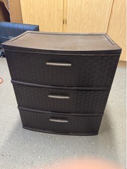 Sterilite 3 Drawer Weave Storage Tower Dark Brown Plastic Organizer Cabinet