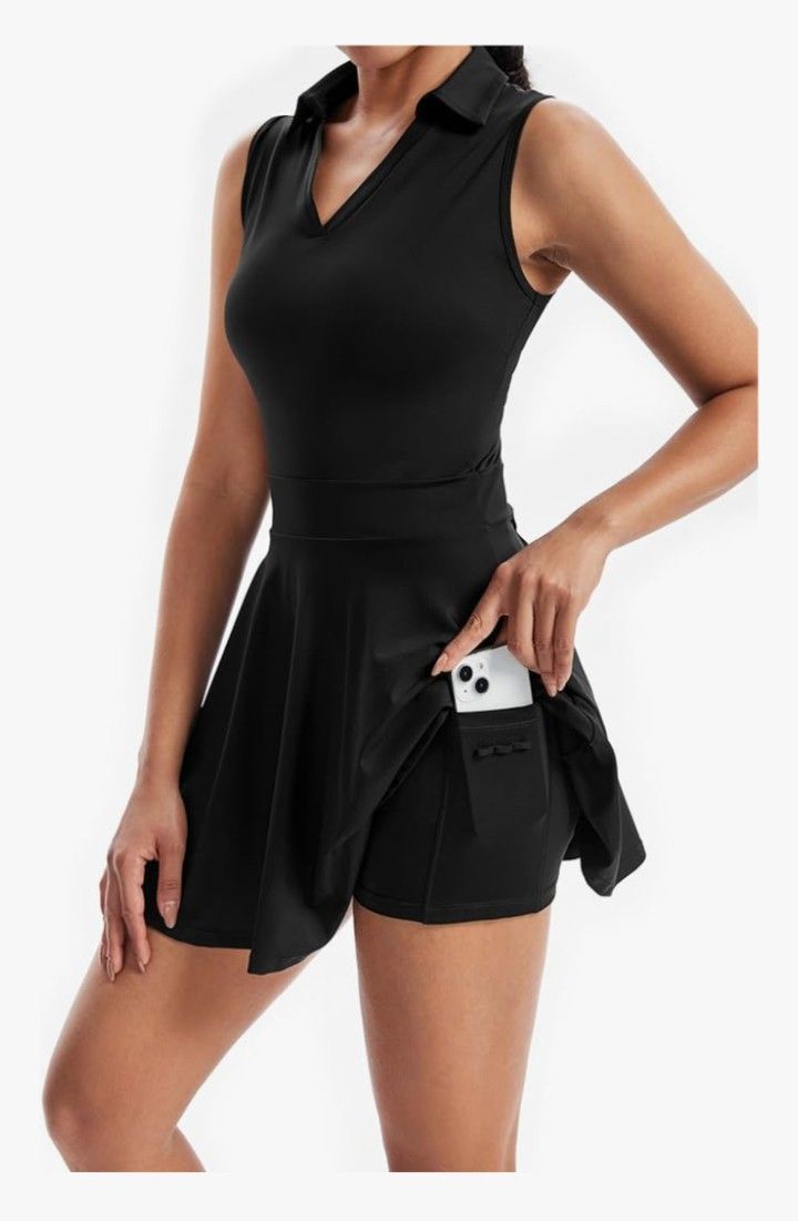 Cute 2 Piece Black Tennis Dress W Shorts .