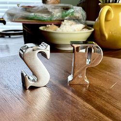 **VINTAGE** Godinger Salt & Pepper Shakers - Alphabet/Letters - Silver Plated