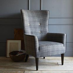 West Elm Victor Chair – Plaid Wool Accent Chair