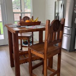 Beautiful Wood Table And Chairs For Sale. Counter High. 