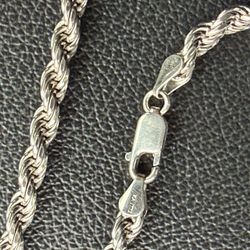Silver Rope Chain With Bracelet And Cross Pendant 