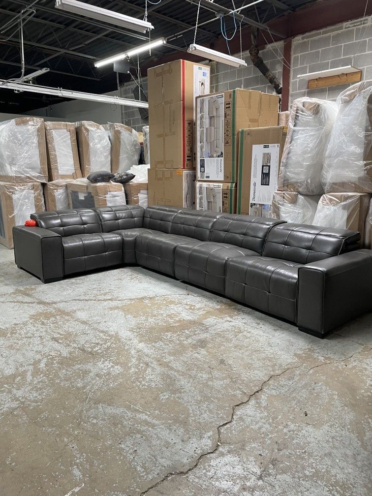 Cheers Ivy 6-piece leather power reclining sectional with power headrests