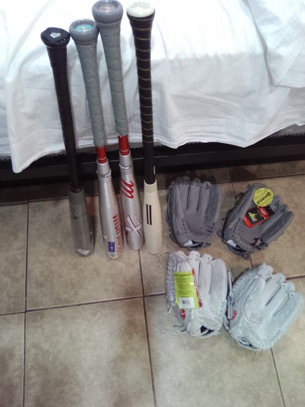 Baseball Bats And Gloves