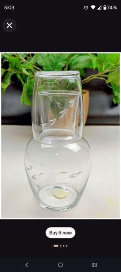 Princess House Heritage Crystal, Vintage 2-Piece Bedside Carafe & Tumbler Set