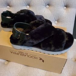 Koolaburra By UGG Fuzz~EE Slide On Slipper Shoes Black  Sz 8