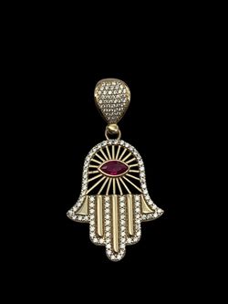 1 3/4" Gold Hamsa hand pendant #32389