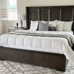 Bernhardt King Bed Frame + Headboard – Dark Wood – $350 (As Is)